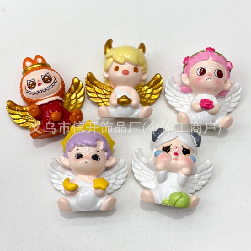 带孔树脂PPMT天使宝宝立体卡通串珠diy手工饰品手机链包挂材料|undefined