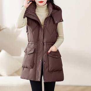 Women's Vest New Autumn and Winter Mid-length Down Cotton Vest Vest Waistline Thickened Loose Coat