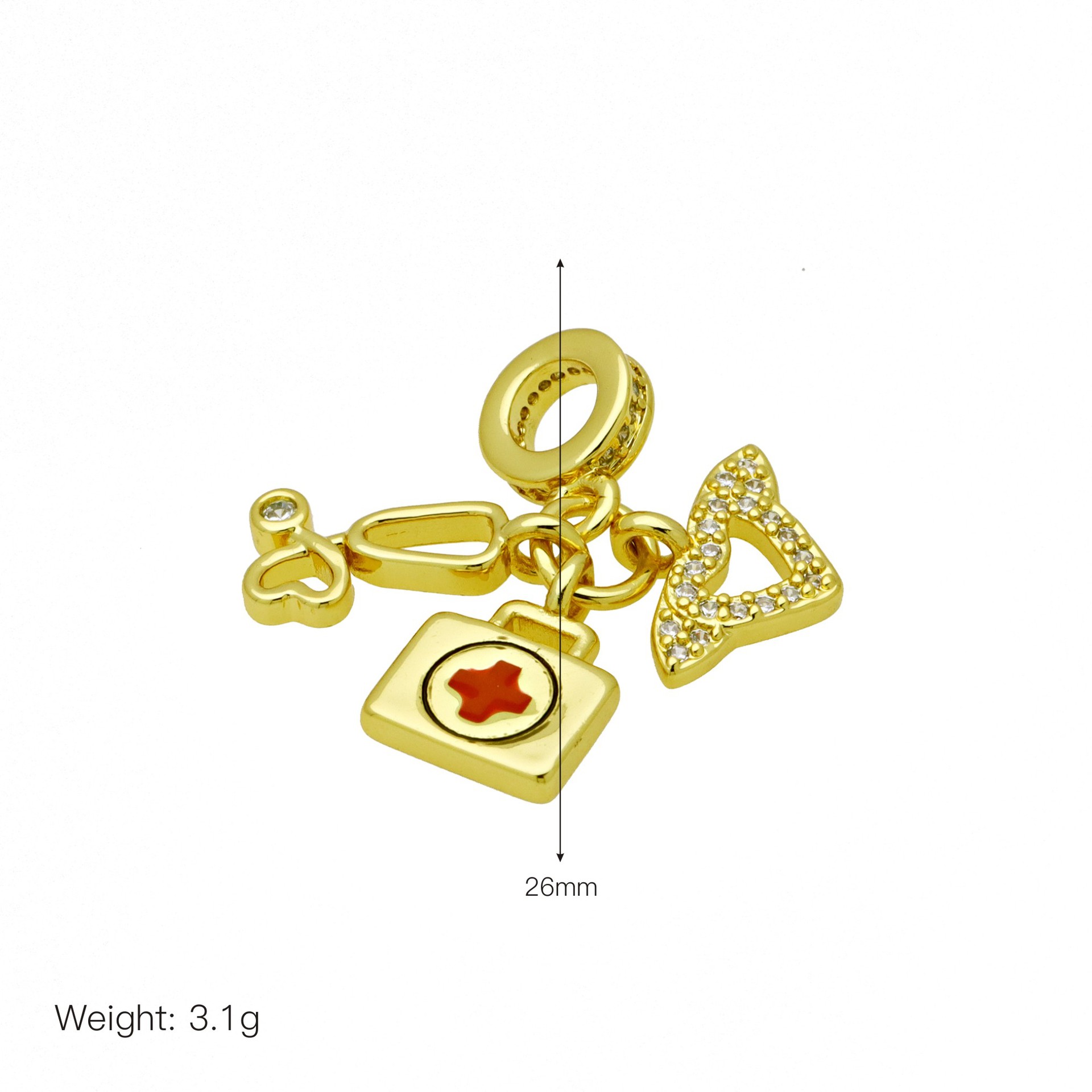 5g Weight Ion Plating (IP) Gold Plating Process Pendant Jewelry Making Type 27MM, 31mm, 32mm Jewelry Making Size 18K Gold Plated Plating Material Zircon Inlay Material DIY Jewelry Accessories Classification 1 Piece Quantity Copper Material Four Leaf Clover, Tower, Letter Pattern Enamel, Inlay Design Casual, Simple Style Style 1 Piece 27MM 31mm 32mm Copper Zircon 18K Gold Plated Four Leaf Clover Tower Letter Pendant 11