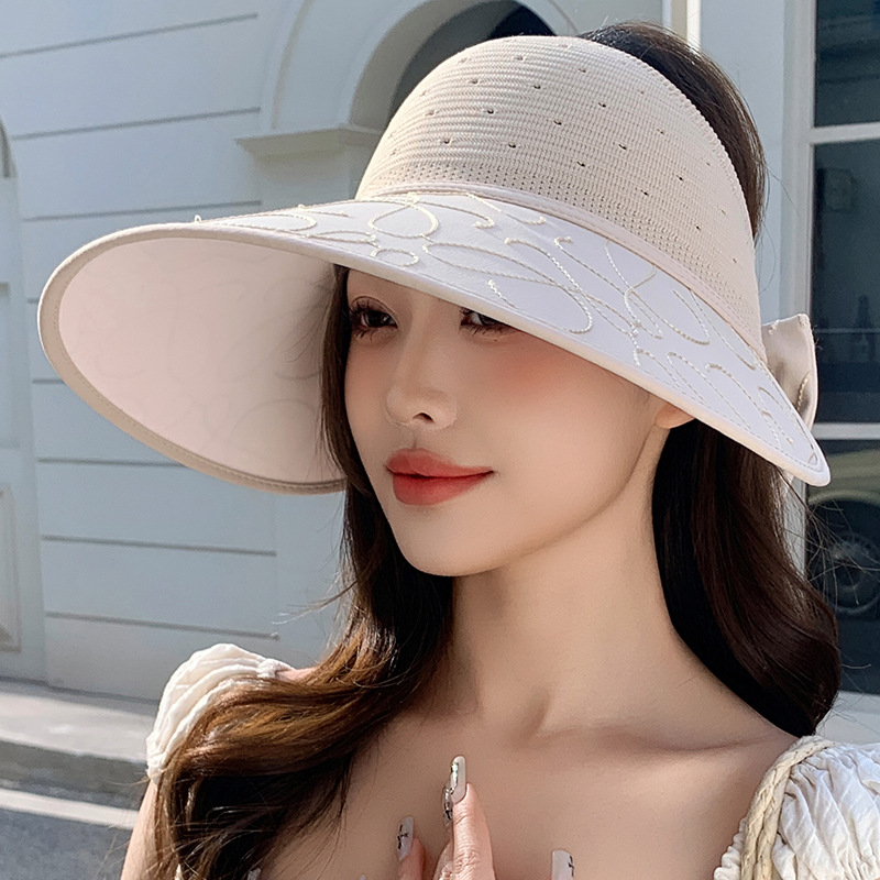 summer fashionable travel sun hat with bow solar-powered