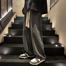 牛仔裤男夏季薄款2024年男裤宽松九分夏天潮束脚哈伦休闲裤子男款