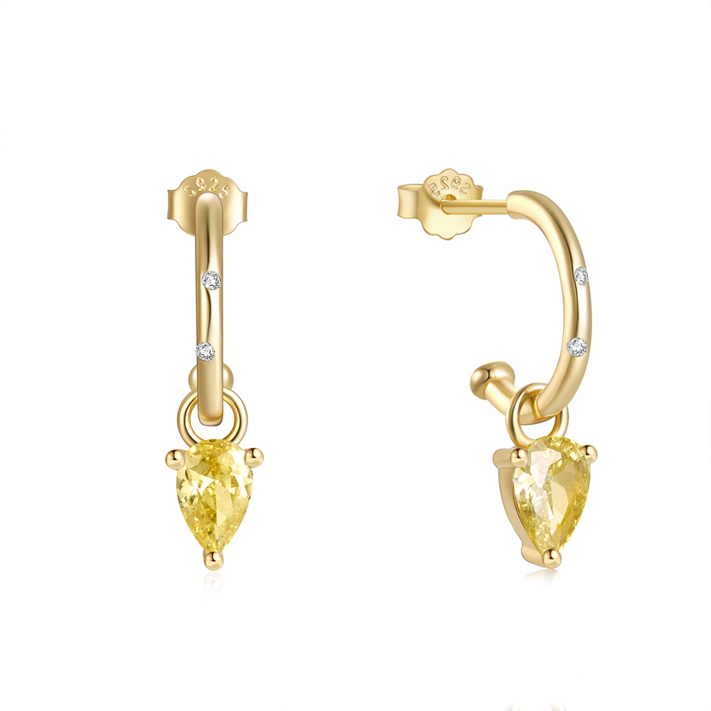 1 Pair 925 Sterling Silver Zircon Geometric Drop Earrings display picture 5