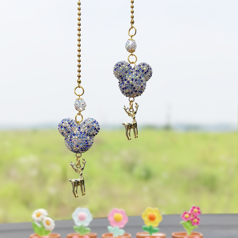 컬러 블루 더블 만화 헤드 펜던트 사슴