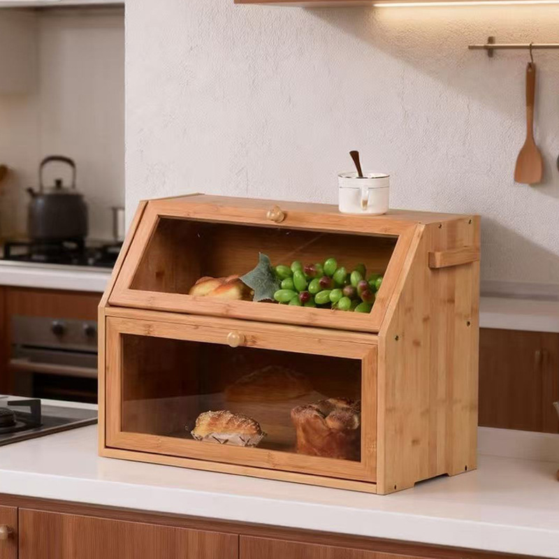 Cross-border Double-Layer Bamboo Bread & Food Storage Box
