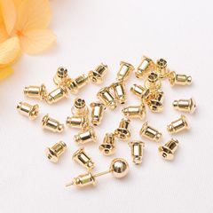 保色14k包金子彈頭耳堵耳迫防過敏純銅耳釘塞diy耳飾配件耳帽批發