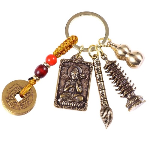 Brass Wenchang Pen Creative Keychain Pendant Golden List Inscription Pen Wenchang Tower Twelve Zodiac Number One Five-piece Set