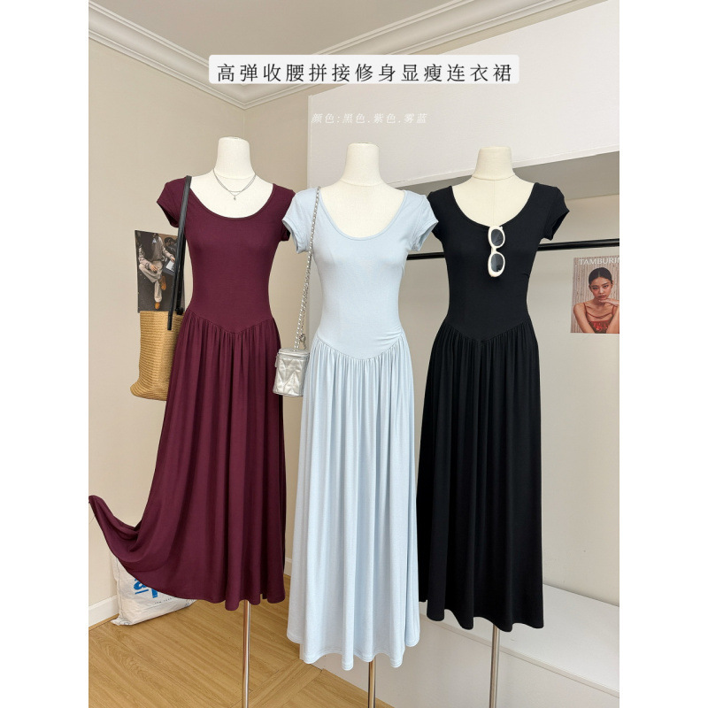Schnei Pure Desire Slim-Fit Line Aesthetics, Elegant High-Elastic Waist-Cinching Patchwork Dress, Slim-Fitting and Slimming Short-Sleeve Dress Schnei Pure Desire Slim-Fit Line Aesthetics, Elegant High-Elastic Waist-Cinching Patchwork Dress, Slim-Fitting and Slimming Short-Sleeve Dress