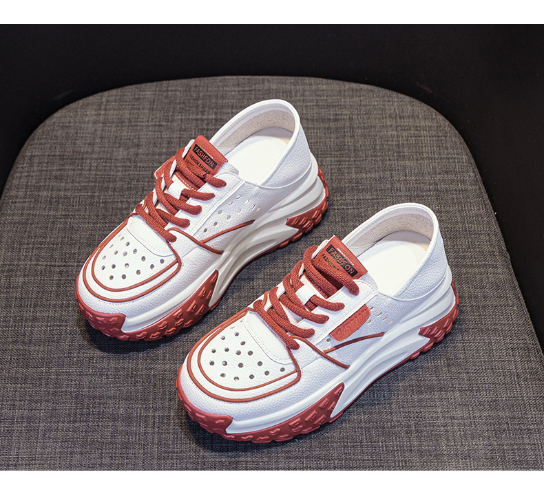 Giày sneaker nữ da thật đế dày phong cách thể thao tăng chiều cao, có thể xỏ như dép, mẫu hè 2026 — M2328 màu tím, M2328 màu đen, M2328 Màu Đỏ, M2328 màu xanh lá chi tiết 20