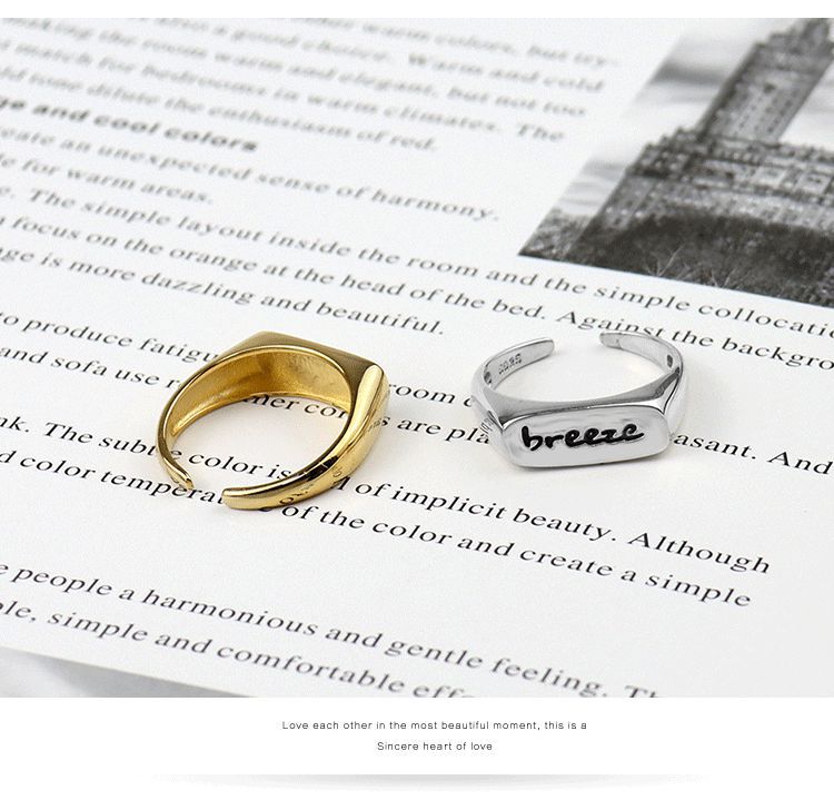 Japanische Und Koreanische Mode Englische Buchstaben Ring Ins Nischen Design Geschnittene Offene Paar Ring Neue Trend Ige Essens Ring display picture 6