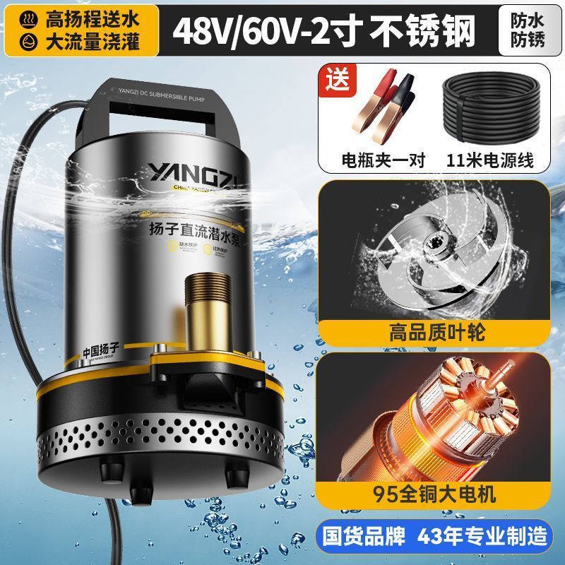 揚子 DC 水中ポンプ 12V48V72V バッテリー電気自動車水ポンプ家庭用農業灌漑ハイパワーウォーターポンプ|undefined