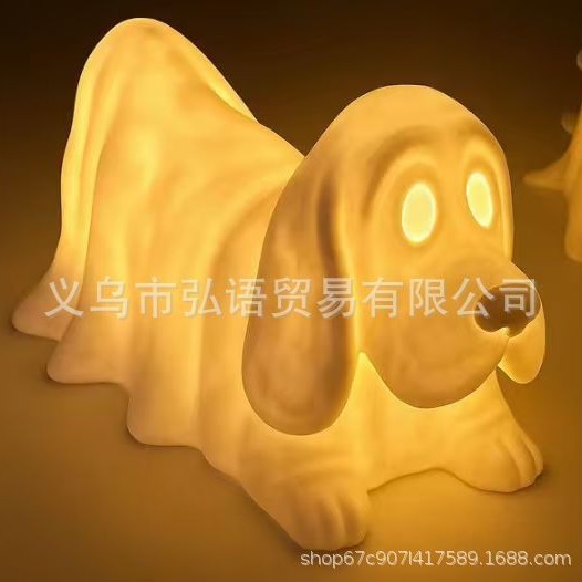 跨境创意树脂工艺万圣节装饰幽灵小狗夜灯可爱卡通创意桌面装饰|undefined