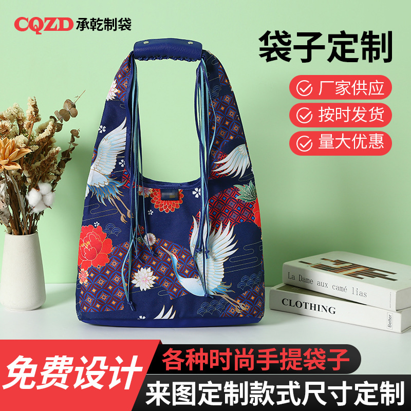 现货卡通手提袋 时尚花色牛津布彩印袋 外出旅游休闲收纳袋