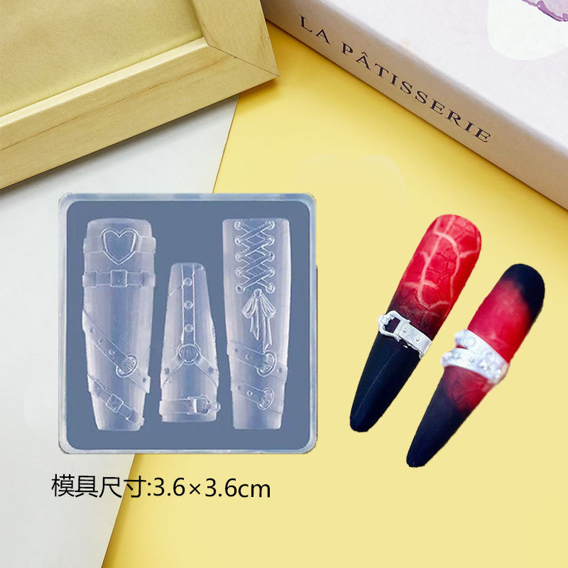 Molde de manicura amor arco en relieve flor ornamentos molde abrasivo alta permeabilidad estereoscópica DIY decoración molde de silicona