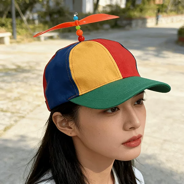 Children's Fashionable Duckbill Hat with Bamboo Propeller, Sunshade Hat for Toddlers, Parent-Child Propeller Hat, Spring and Autumn Baseball Cap