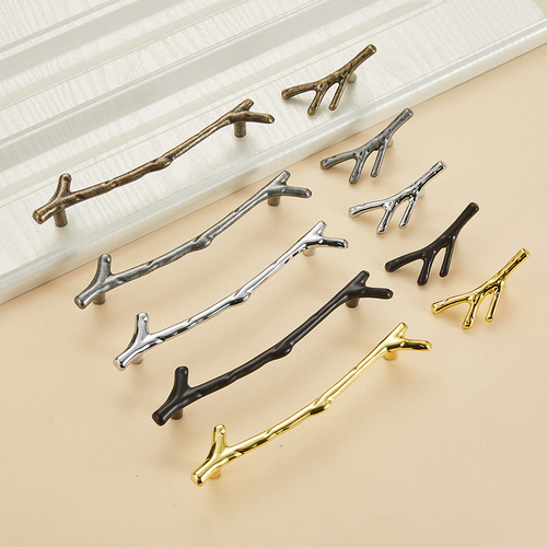 European classical Chinese style black branch handle personality modern simple creative cabinet wardrobe door handle retro