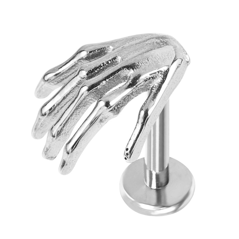 Zesen F136 Titanium Alloy Skull Palm Ear Stud Lip Stud Lip Ornament G23 Piercing Jewelry Internal Thread Titanium Ear Jewelry detail image 11