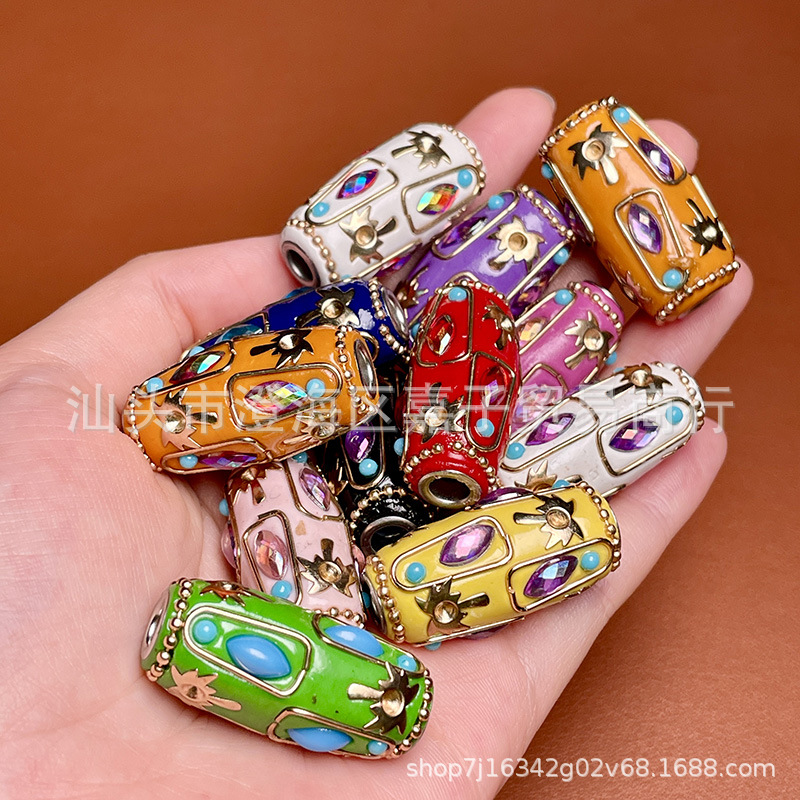 Nepal inlaid series handmade barrel beads diy accessories handmade loose beads spacer beads Buddha necklace accessories