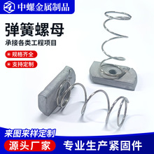 镀锌弹簧螺母C型钢配件长方形方型铁带螺帽防松动螺栓电镀锌