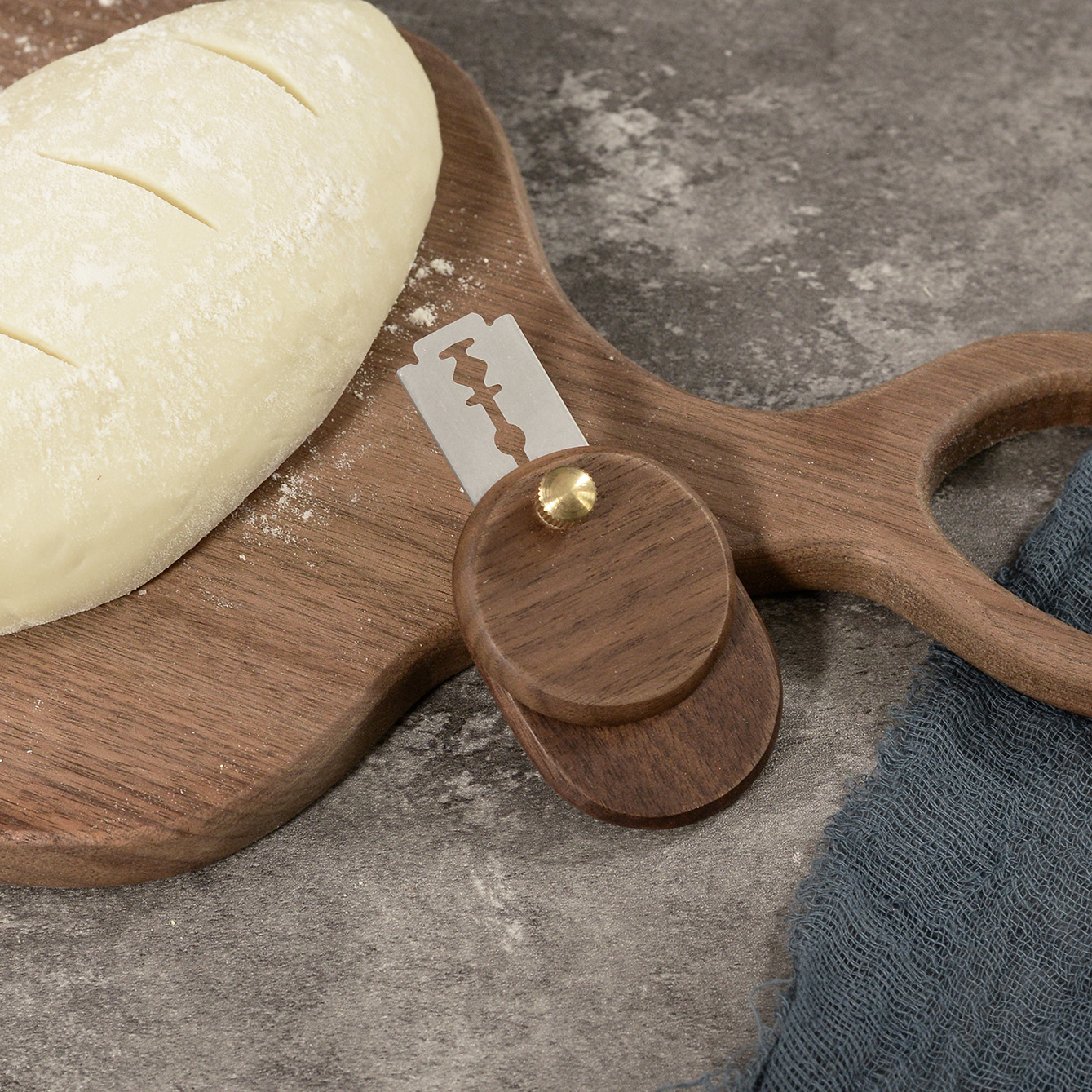 Nuevo mango de madera de nuez cuchillo de corte de pan cuchillo de corte de masa cuchillo de corte de pan europeo cuchillo de corte de palo herramientas de horneado