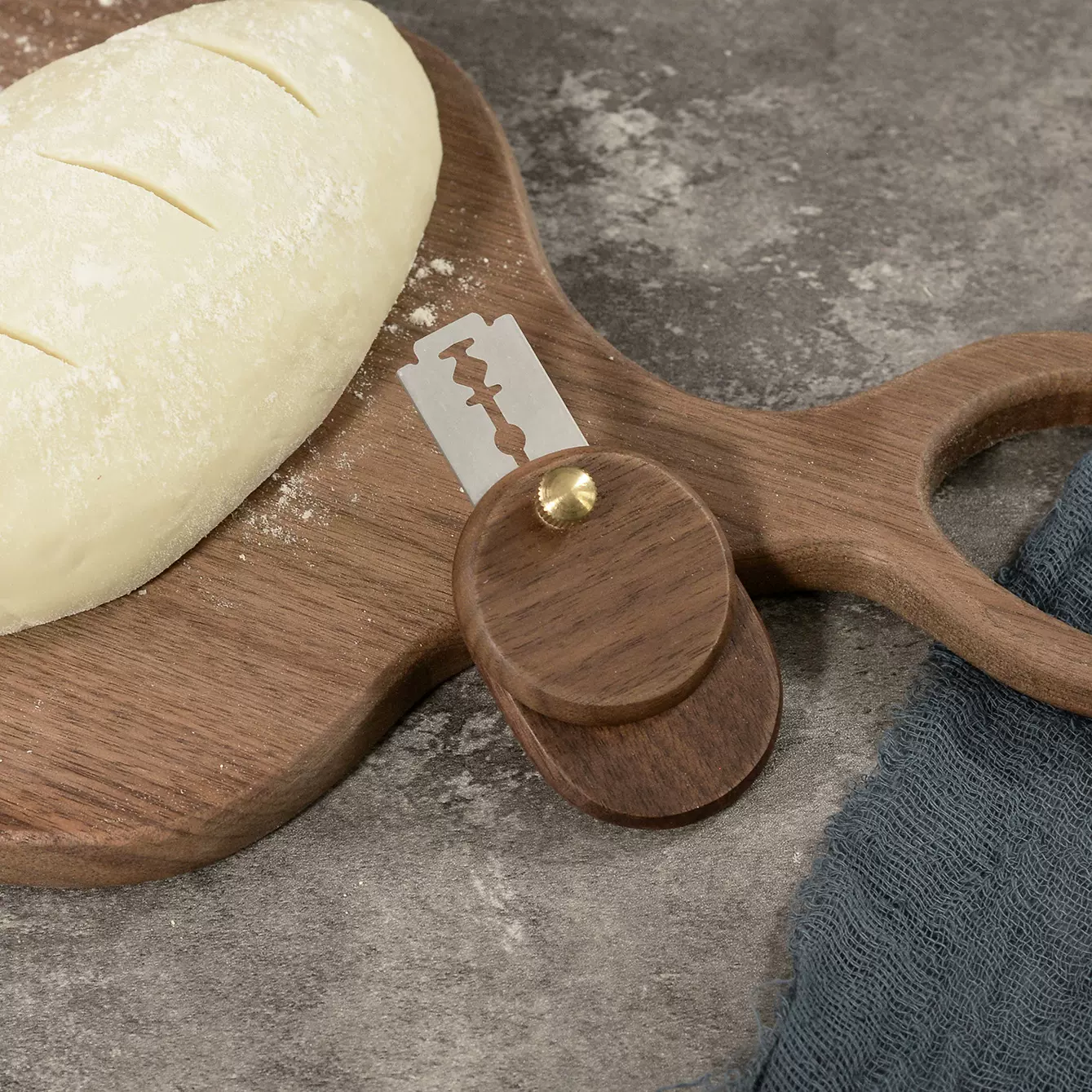 新款胡桃木木柄面包割刀面团修容刀欧式面包法棍修纹刀烘焙工具