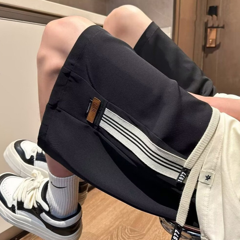 Ribbon Sports Shorts Men's 2025 Summer New American-style Half-length Pants Loose Casual Trendy Trousers