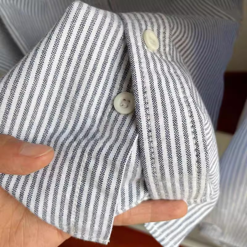 Herren Freizeithemd Im Japanischen Vintage Stil Gestreift Schwarz_voghion.com