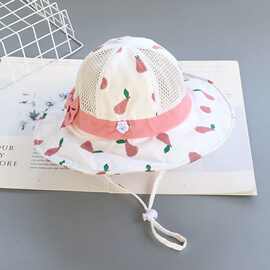婴儿遮阳帽夏季薄款大帽檐渔夫帽卡通可调节男女宝宝防晒太阳网帽