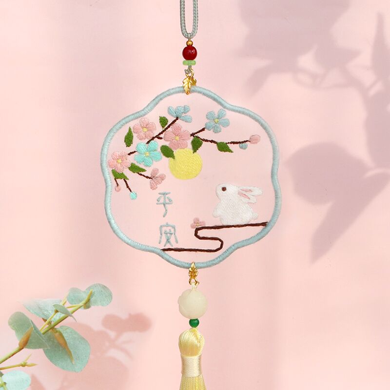 手工DIY双面绣平安挂饰材料包车挂礼物送男友亲手绣制零基础新手