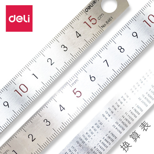 Deli stationery 8461 stainless steel ruler 15CM steel ruler drawing ruler measuring ruler scale steel ruler wholesale