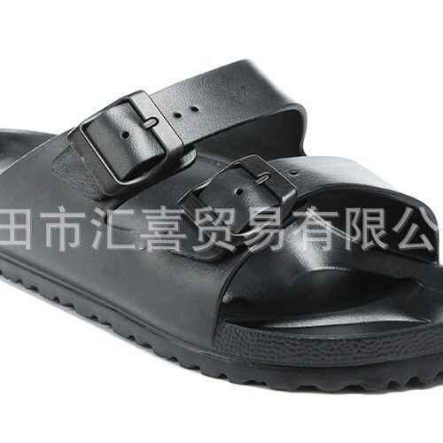 Summer EVA Flat Slippers Outer Wear Flat Shoes Double Buckle EVA Sandals Waterproof Non-Slip Ultra Light Beach Slippers Couple's Shoes