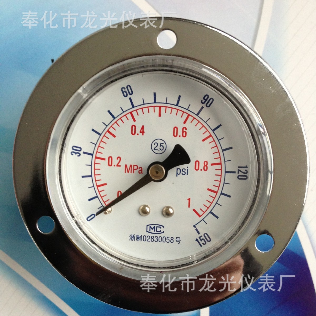 GF60压力表电镀轴向带边0-1mpa压力表厂家批发浙制02830058号