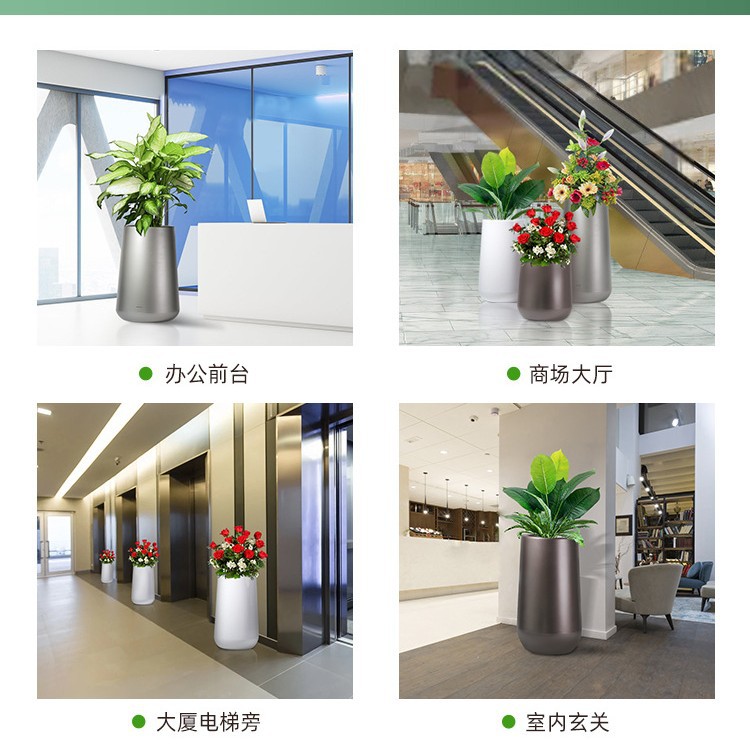 Laizhixiu auto-absorbente maceta redonda alto piso sala de estar pintura plástico auto-absorbente maceta fábrica al por mayor