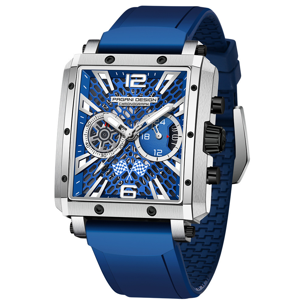 Bojiani Pagani PD1725 Reloj para hombre de acero inoxidable de moda multifuncional impermeable luminoso cuarzo reloj deportivo