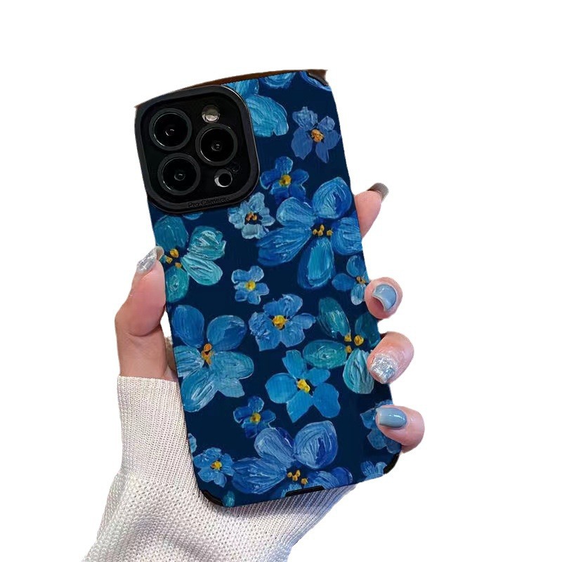 Phone Case For Samsung A71 A53 A32 Blue Camellia Stripe Design_voghion.com