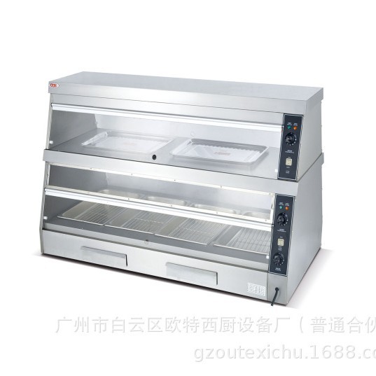 欧特厂家直销不锈钢陈列保温柜1.2/1.5米两面双开食品保温柜OT-6P