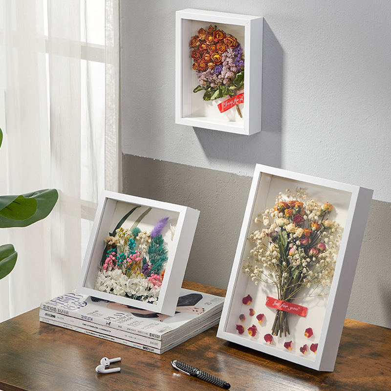 Stereo Hollow Dried Flower Photo Frame Handmade Clay Picture Frame Table Immortal Flower Butterfly Specimen Frame DIY Frame Wholesale