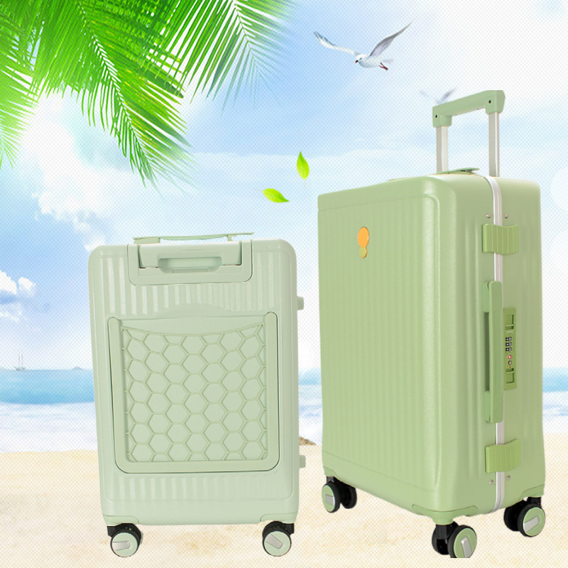 Suitcase ins Cyber Celebrity New Arrival Trolley Case Aluminum Frame Student Suitcase Large Capacity Apple Green Suitcase