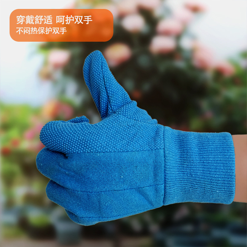 Mini hilo de algodón hilo resistente al desgaste antideslizante trabajadores de jardinería sitio de construcción trabajo de protección laboral guantes de tela engrosada al por mayor recta