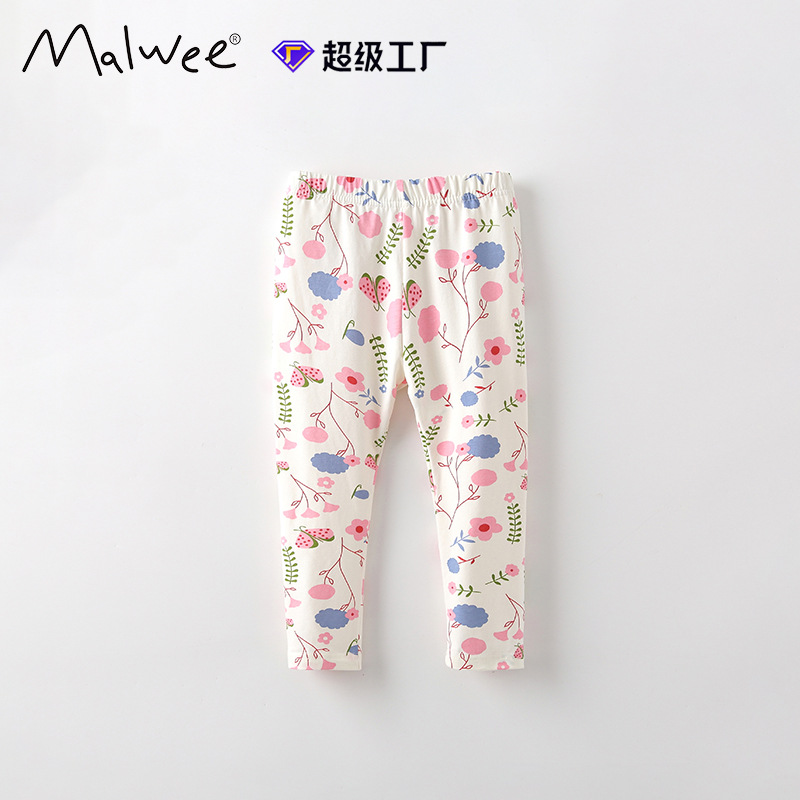 Malwee niñas leggings transfronterizos otoño y invierno nuevos niños europeos y estadounidenses impresión de aire extranjero cintura elástica pantalones lindos image 6