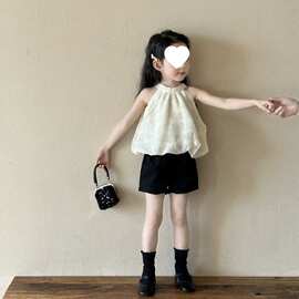 女童洋气套装背心夏季2026新款夏装女孩宝宝时髦吊带无袖上衣
