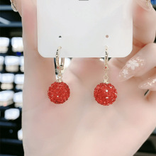 红色钻球耳扣耳环韩国气质精致小耳坠简约百搭小巧高级感网红耳饰
