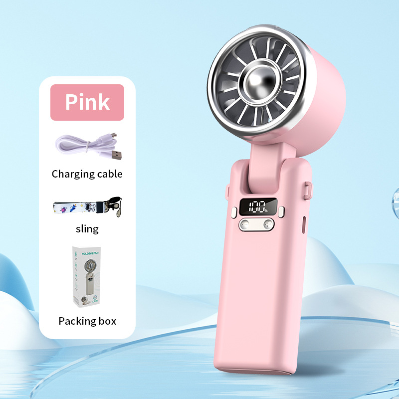 2025 ventilador de mano de hielo de oficina al aire libre portátil USB refrigeración digital de alta velocidad violenta turbina pequeño ventilador