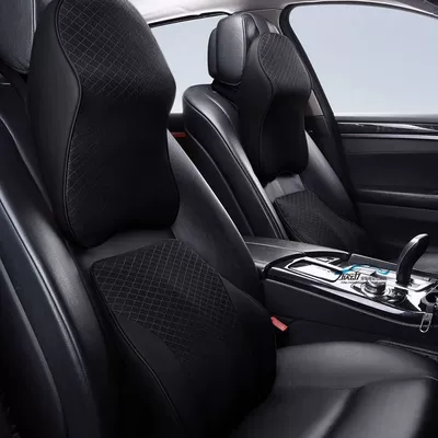 Car Headrest Neck Pillow Memory Foam Cushion Car Pillow In-Car Neck Pillow Four-Season Car Interior Accessory Lumbar Support Cervical Pillow (Headrest) - black-large-headrest-memory-cotton