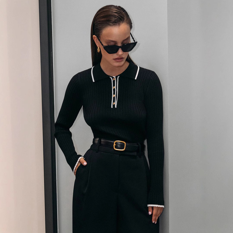 【Factory Direct Sale in Stock】European and American Style Long Sleeve Sweater Knitwear for Women, Fitted Base Sweater, Cross-Border Knitted Top 【Factory Direct Sale in Stock】European and American Style Long Sleeve Sweater Knitwear for Women, Fitted Base Sweater, Cross-Border Knitted Top