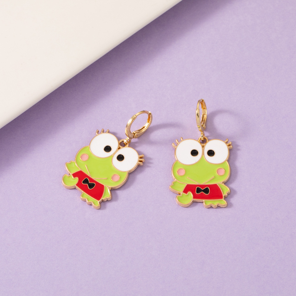 New Fashion Cartoon Frog Earrings Personality Alloy Dripping Oil Cute Color Frog Ear Clip display picture 11