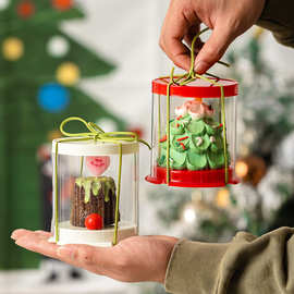 网红2寸圣诞蛋糕盒圆形迷你小3寸可露丽小熊玛德琳纸杯蛋糕包装盒