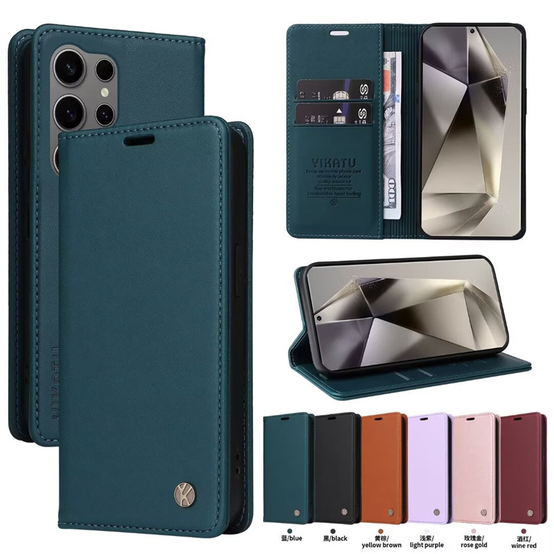 Suitable for Samsung A17/A16 Mobile Phone Leather Case S25Ultra Business Flip Stand Card Protective Case A07 5g