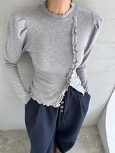 韩国东大门秋冬新款韩系小众设计感时尚百搭领长袖T恤