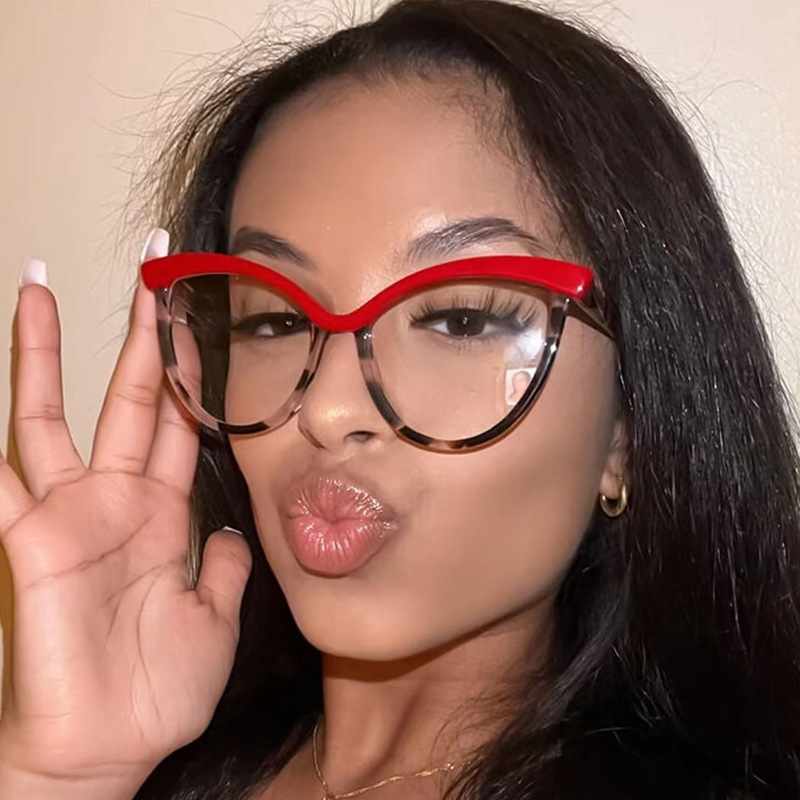 TR90 anti-azul claro gafas lisas ceja ins internet celebridad estilo ojo de gato gafas marco personalidad europea y americana transfronteriza color a juego gafas marco