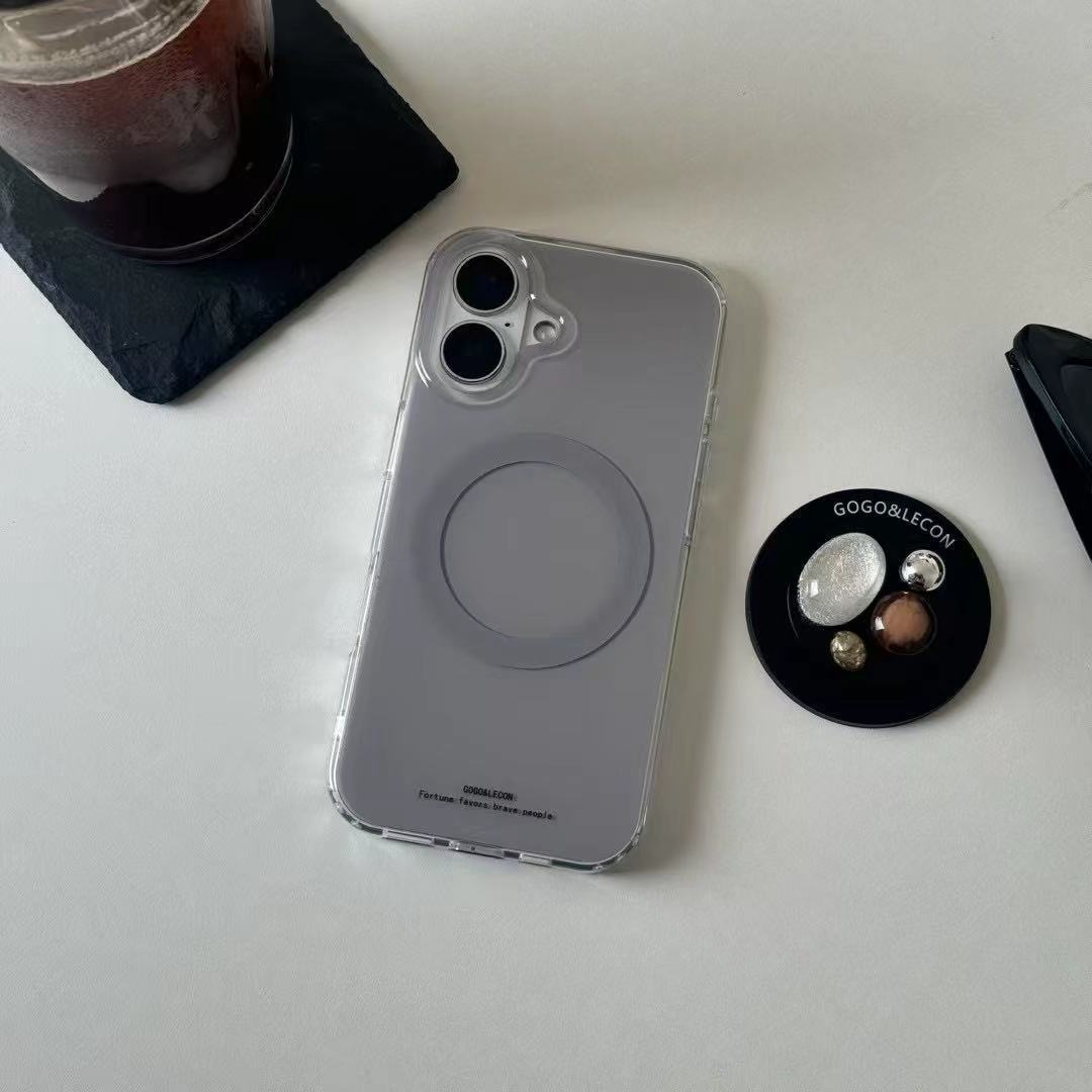 Soporte de gema magnética gris ahumado de estilo coreano para iPhone16ProMax Apple 14/15 funda para teléfono móvil 13